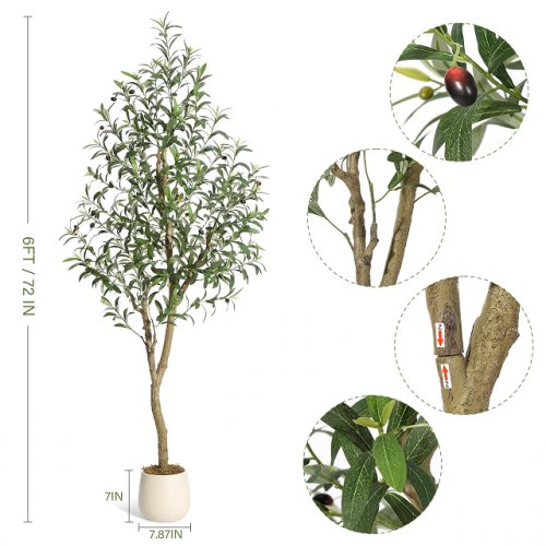 realead artificial potted olive tree - 6ft - green/white (model: ‎REJTGLSXP01-6FT) image 2
