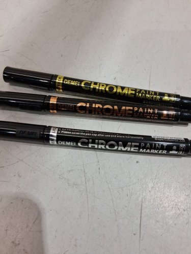 3pc Demei HIGH GLOSS LIQUID CHROME MARKERS - 0.7MM - SILVER / BRONZE / GOLD image 3