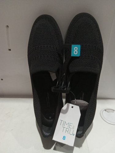Women's TIME AND TRU breathable memory foam casual slip on flat SHOEs - SIZE 8 - black (style: 22bambam24) image 2