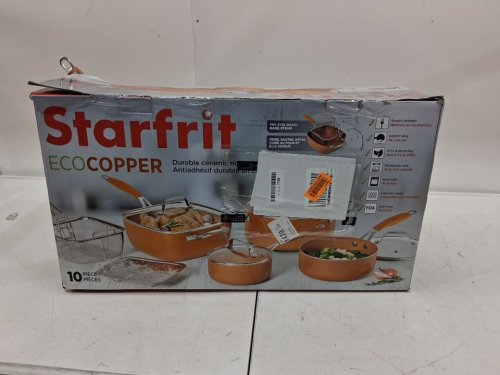 10PC Starfrit Eco Copper Ceramic Non-stick Cookware Set - Orange (Model: 030096-001-0000) image 2