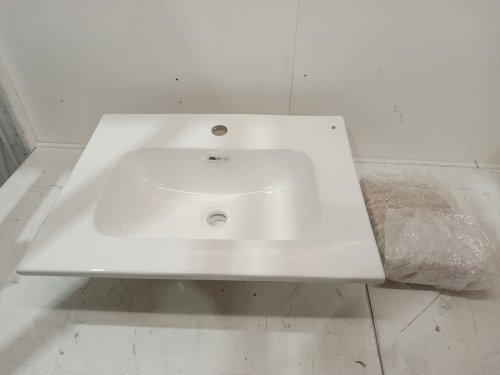 bonvache modern wall mounted vanity sink with 2 storage drawers - 23.6" x 17.7" x 18.1" - oak image 5