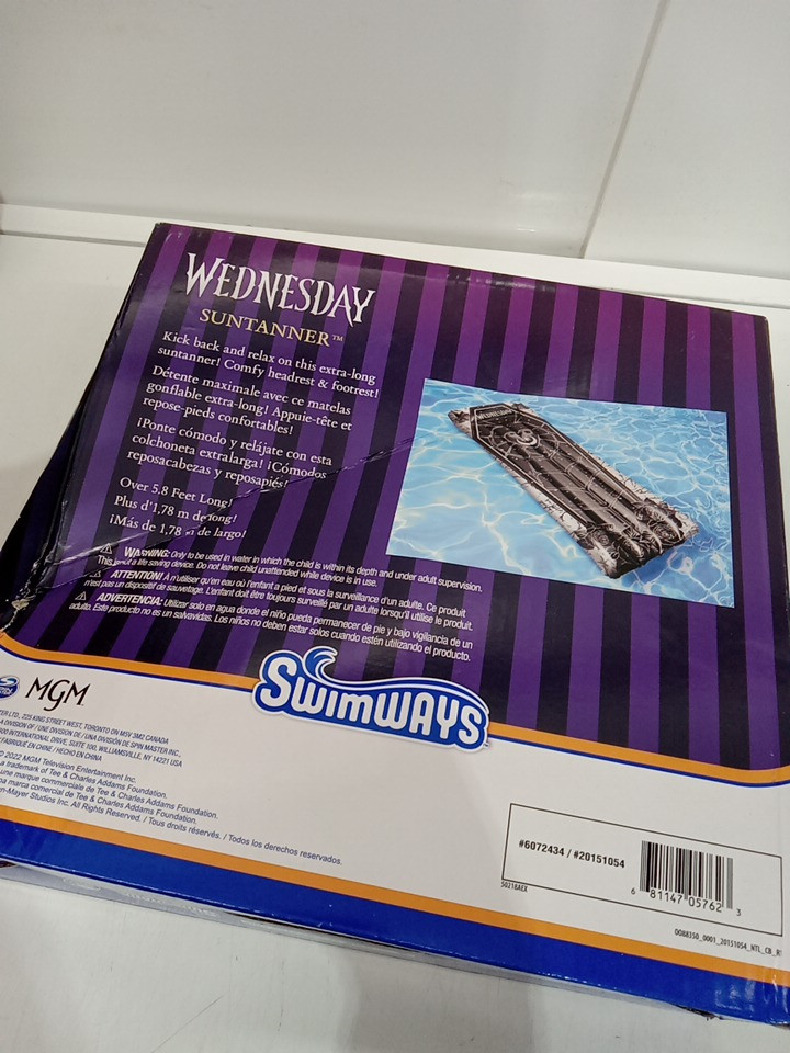 Swimways Wednesday Suntanner INFLATABLE Pool Float - 2ft x 5.5ft - Black / White image 3