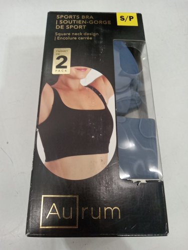 2pk women's aurum square neck moisture wicking performance sport bra - small - blue grey (style: 1991311) image 2