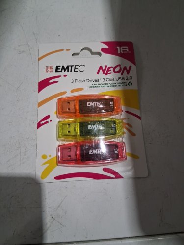 3PK EMTEC NEON USB FLASH DRIVES - 16GB EACH, USB 2.0 - PINK,/ORANGE/GREEN (MODEL: ECMMD16GC410P3NEO) image 2