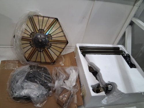 werfactory s101 stained Hexagon glass arched tiffany floor lamp - 12" x 18" 64" - yelow (model: S01112F03) image 4