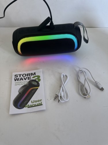 FBB STORMWAVE 3 PORTABLE WIRELESS BLUETOOTH 20W HIFI DEEP BASS SPEAKER WITH RGB LIGHT EFFECT - BLACK image 4
