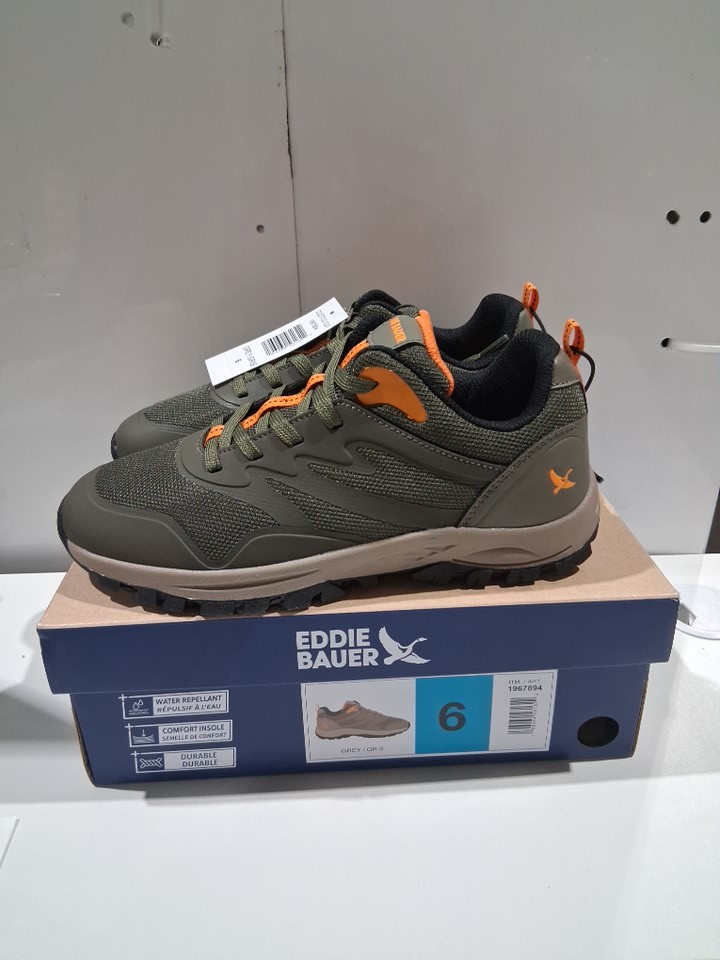 YOUTH'S EDDIE BAUER WATER REPELLANT COMFORT INSOLE HIKING SHOES - SIZE 6 - GREY - (STYLE: 1967894) image 2