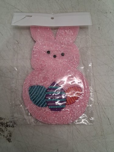 Viola Easter Egg Bunny Seed bead coin purse - 8" - PINK image 2