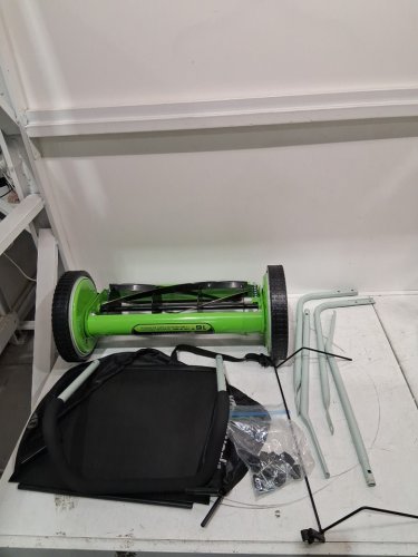 GreenWorks 16" Reel Lawn Mower with Grass Catcher - Green (Model: 25052) image 3