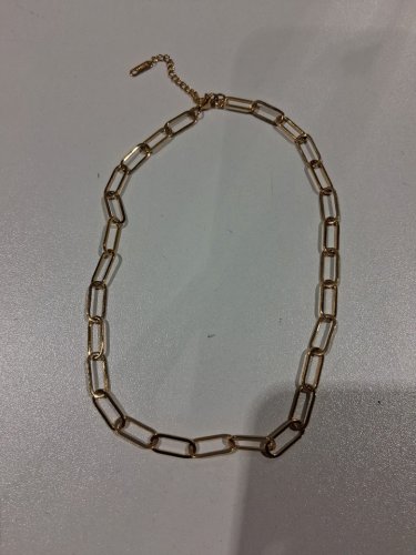 stainless steel minimal paperclip chain necklace - 15" - 18"/6.5mm width - gold image 2