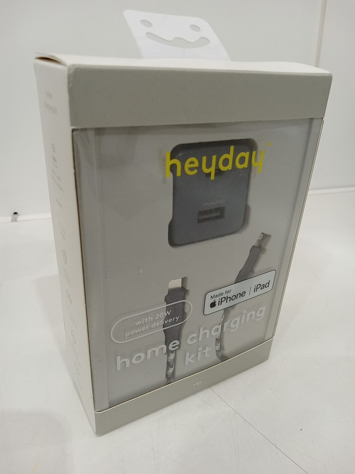 2pc Heyday Home Charging Kit with 6ft lightning to USB-C cord - 20W - Navy Blue (Model: 080 08 1513) image 2