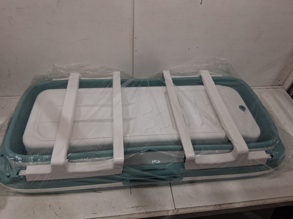 adult portable foldable freestanding soaking bathtub with storage basket and lid - 52" - blue/white (model: y01-32) image 5