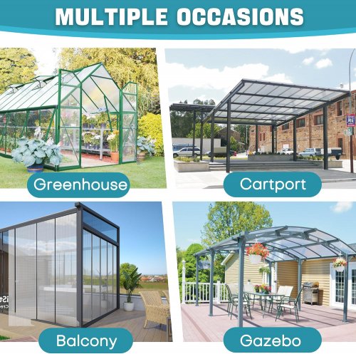 12pc teabelle weatherproof polycarbonate greenhouse panel sheets - 4ft x 2ft, 4mm thick - clear - (model: 462300) image 3