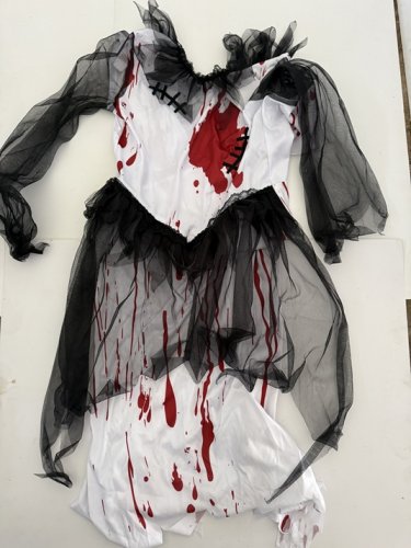 GIRLS WAY TO CELEBRATE BLOODY BRIDE COSTUME (DRESS ONLY) - EXTRA LARGE (14-16) - WHITE/BLACK/RED image 4