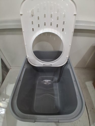 IRIS USA large Square Top Entry Cat Litter Box - 20.5" x 14.75" x 14.5" - grey/white - (Model: 589655) image 3