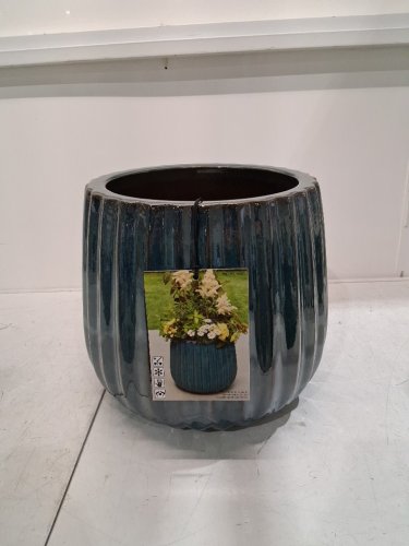 ceramic outdoor planter with drainage hole - 14" - blue (model: 1933873) image 2
