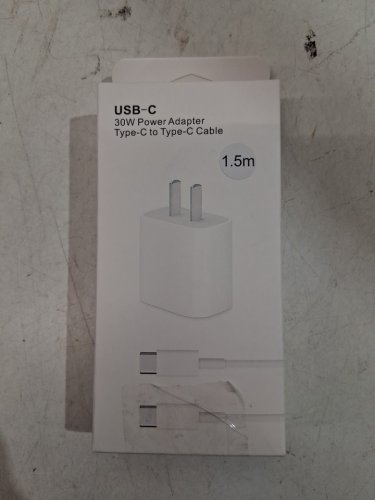 FAST CHARGING USB-C TO USB-C CHARGING CABLE & WALL BLOCK - 5FT 30W- WHITE image 3