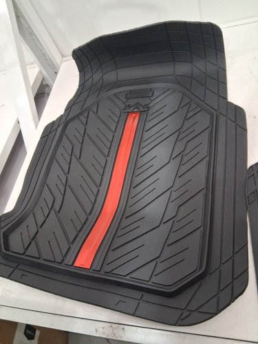 3PC CARPASS heavy duty DeepDish Rubber Floor Mats- universal- black/red (model: zsjd01) image 4