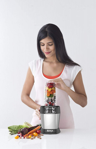 NINJA NUTRI-NINJA AUTO-IQ SINGLE SERVE BLENDER -1000W - 530ml/710ml/950ml cups   - STAINLESS STEEL/BLACK - (MODEL: BL481C) image 2