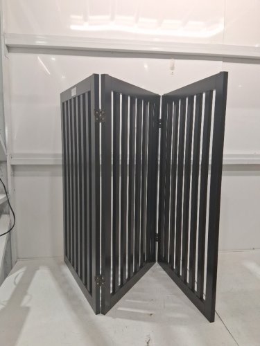 EverlyHome  Freestanding Foldable Wooden Pet Gate for Dogs with 2 Support Feet, 3 Panels, Espresso image 2