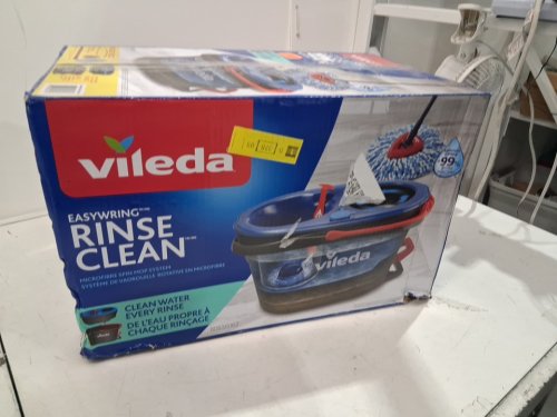 vileda easywring rinseclean spin mop & bucket system with reusable microfibre mophead & extendable handle - blue - (model:170144) image 2
