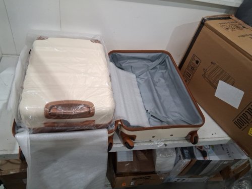 6Pc long vacation hard-side luggage set - white/brown (model: luggage lv402) image 3