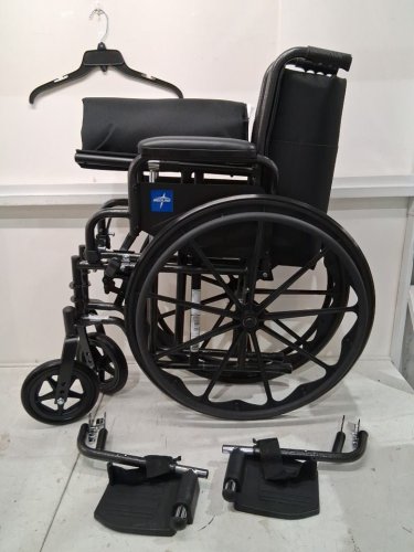 MEDLINE GUARDIAN K1 BASIC NYLON WHEELCHAIR WITH SWING-BACK DESK LENGTH ARMS AND SWING AWAY FOOTRESTS - 18" 300LBS - BLACK (MODEL: K1186N22S) image 3
