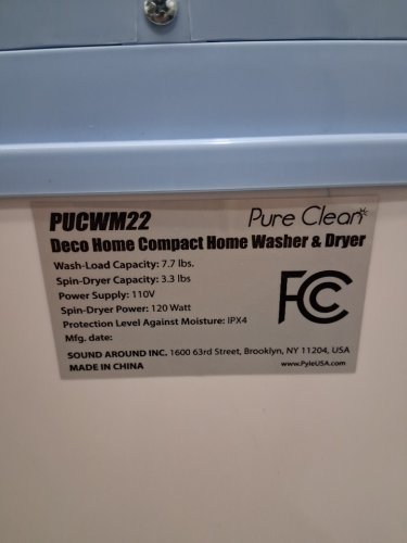 PYLE PURE CLEAN 2-IN-1PORTABLE WASHING MACHINE WITH WASHER & DRYER - 7.7LBS / 3.3LBS CAP - WHITE/BLUE (MODEL: PUCWM22) image 11