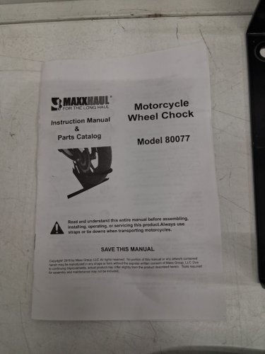 maxxhaul standard motorcycle wheel chock with pivoting cradle - fits bike tires 14" - 21" - black - (model: 80077) image 5