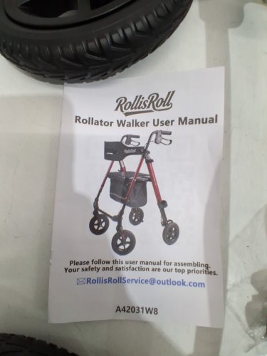 Rollisroll Foldable Rollator Walker for Seniors with Seat and all terrain rubber wheels - 350LB MAX - 39.5" - black (model: A42031W8) image 8