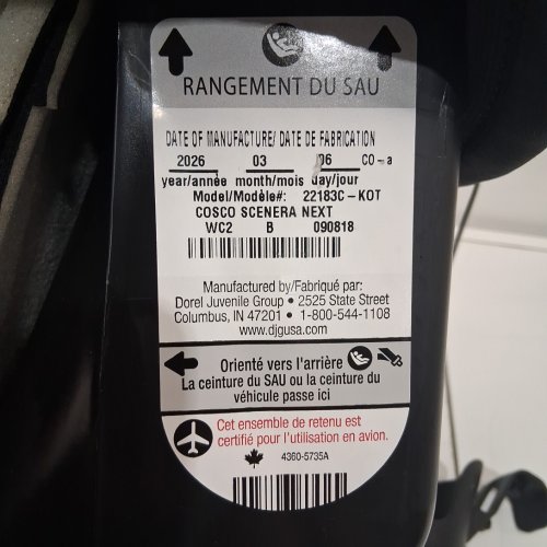 cosco kids scenera 5-point harness infant car seat with cup holder attachment - 40lbs max - black (model: ‎22183CKOT) image 8