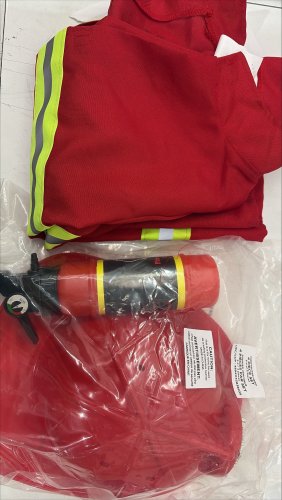 4PC KIDS PARTYHOLIC FIREFIGHTER HERO COSTUME  - MEDIUM (8-10) - RED image 2