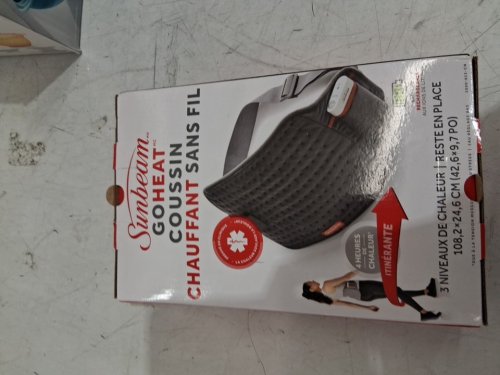 SUNBEAM GOHEAT RECHARGEABLE CORDLESS HEATING PAD GIVES UP TO 4 HOURS OF HEAT WITH 3 HEAT SETTINGS AND STAY IN PLACE BAND - 42" x 9" - GREY (MODEL: 2000-825-CN) image 2