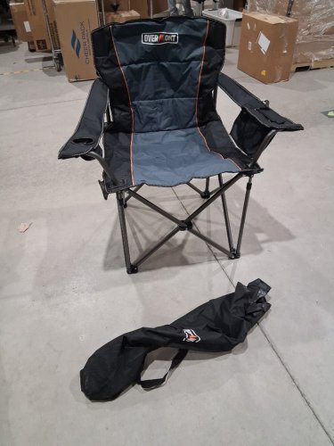 Overmont Heavy Duty Oversized Folding Camping Chair Fully Padded with Cooler Pocket Carry Bag Collapsible Lawn Chair - 39.4'' X 22.8'' -  BLACK image 2