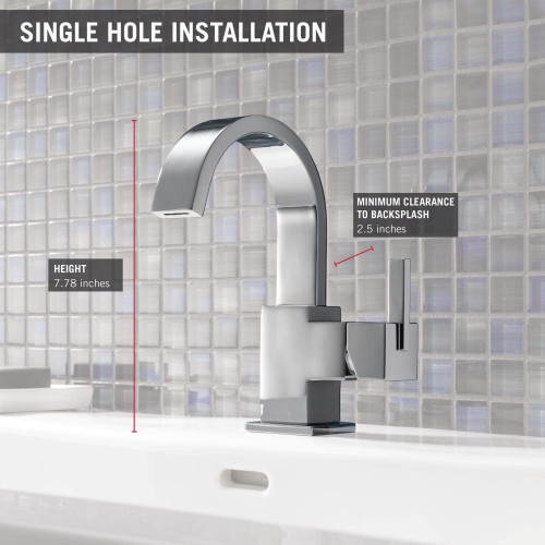 DELTA FAUCET Vero Single-Hole Bathroom Faucet with Metal Drain Assembly - 1L - Stainless Steel - (MODEL : 553LF) image 2