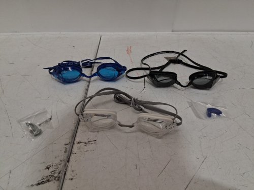 3PK ADULT UNISEX TYR Goggles - 16+ YEARS - GREY/BLACK/BLUE (MODEL:1819571) image 3