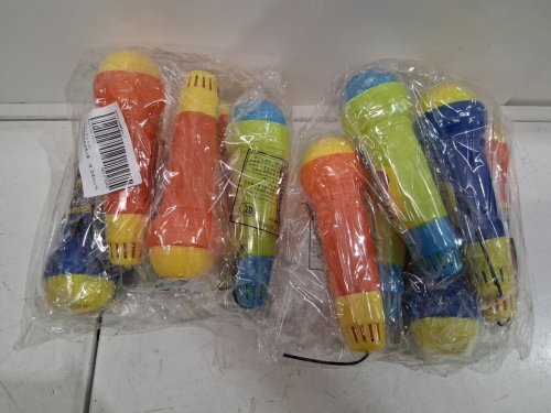 12PK PLASTIC ECHO PLAY MICROPHONES - 10" ASSORTED COLOURS image 2