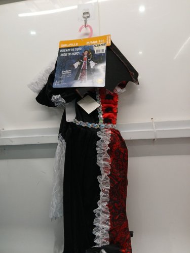 GIRL'S QUEEN OF THE DEAD DRESS WITH COLLAR - MEDIUM 8-10 - BLACK / RED (ITEM: 14977M) image 3