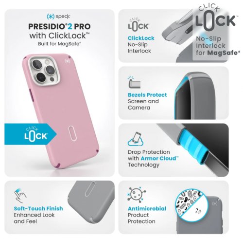 speck Presidio 2 Pro MagSafe Phone Case for iPhone 16 Pro Max - Pink (Model: 150724-3250) image 2