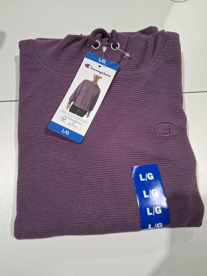 WOMEN'S CHAMPION TEXTURED TUNIC HOODIE - LARGE - PURPLE (STYLE: 1870371) image 2