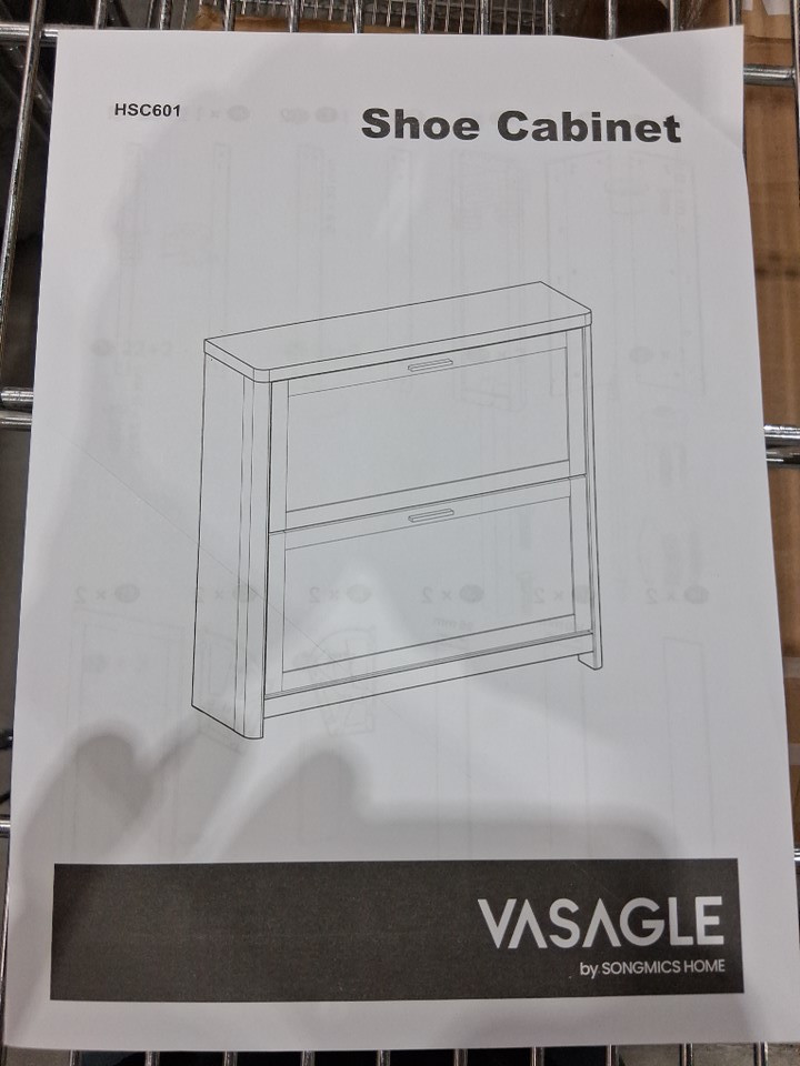 vasagle boho shoe storage cabinet with flip drawers - 34" x 9" x 33" - beige oak - (model: hsc601yc01) image 4