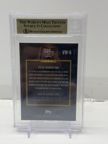 BECKETT GRADED 9.5 GEM MINT 2023-24 TOPPS NOW VICTOR WEMBANYAMA ROOKIE OF THE YEAR ROOKIE CARD #VW-6 image 2