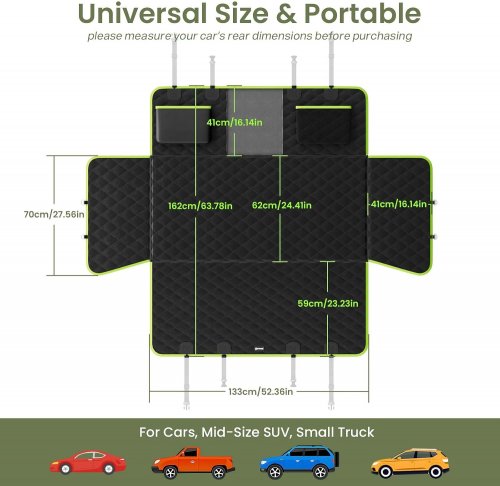 Pecute Waterproof PU Leather Dog Car Seat Cover for Back Seat with Extender- Support to 330lbs - black (MODEL: WCDM01) image 2