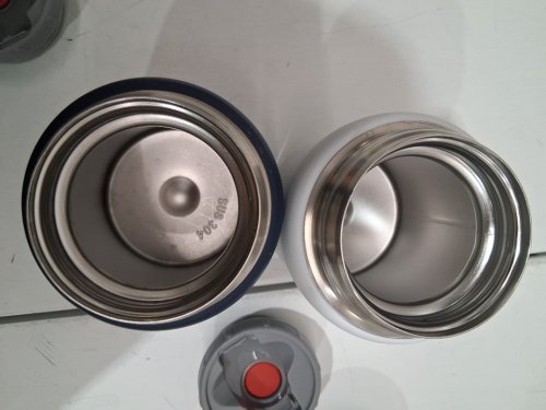 2PK HIGH SIERRA STAINLESS STEEL INSULATED FOOD JARS WITH FOLDABLE SPOONS - 24OZ EACH - WHITE/NAVY BLUE (MODEL: 1617416) image 4