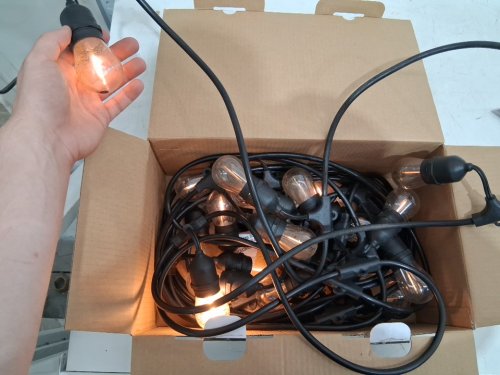 feit electric weatherproof led 24-light string lights with 2 spare lightbulbs - 48ft - black (model: 1603293) image 2