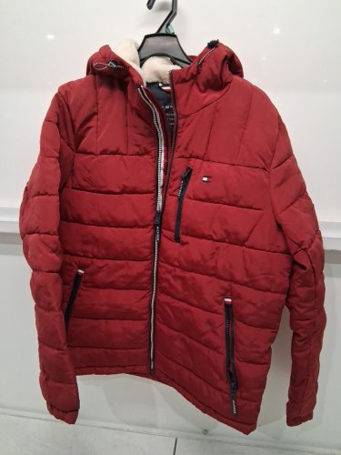 Men's Tommy Hilfiger  Midweight Sherpa Lined Hooded Water Resistant Puffer Jacket -medium- red (model: 151AP213-RED-02-MD) image 2