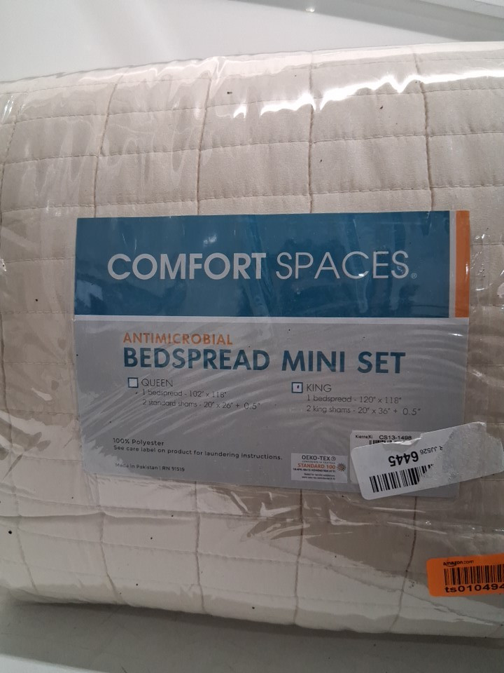 3PC COMFORT SPACES KIENNA DOUBLE SIDED QUILT & SHAMS SET - KING - IVORY (MODEL: CS13-1498)) image 4