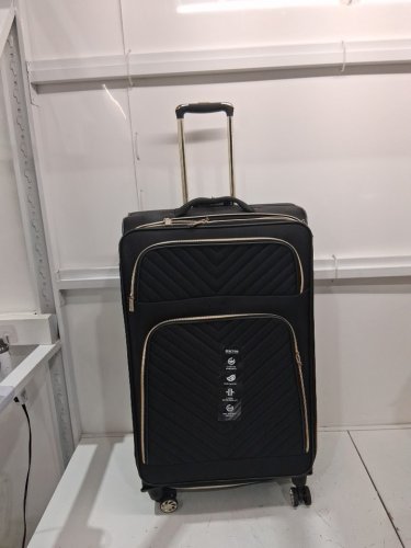 Kenneth Cole Reaction Women's Chelsea Chevron Quilted Softside Expandable 8-Wheel Spinner Checked Suitcase - 28" - BLACK/GOLD - (MODEL: 5717395) image 3