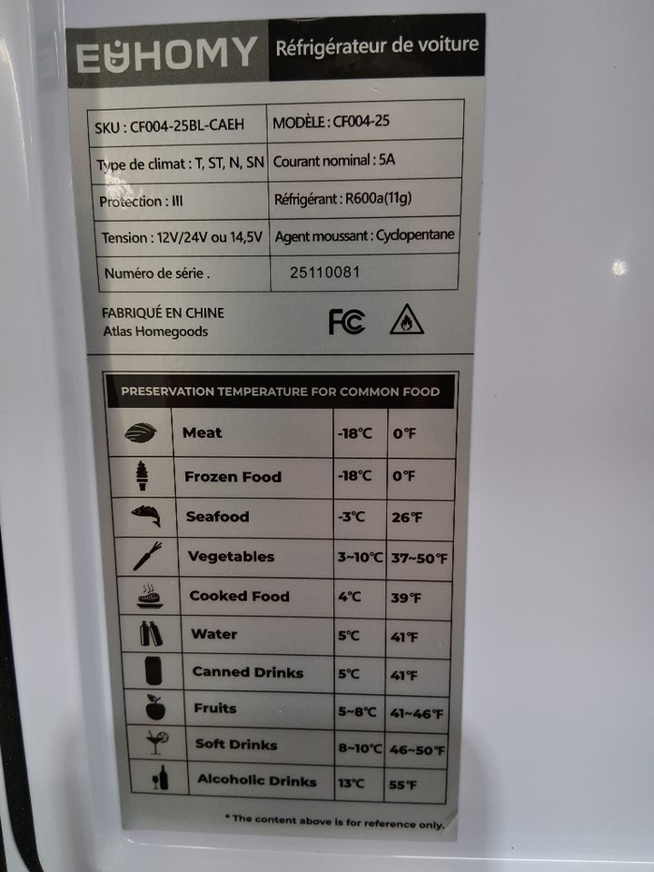 EUHOMY Camping Fridge Freezer with app control - 12/24V DC & 240V AC - 18L - black/grey (MODEL: CF004-25) image 8