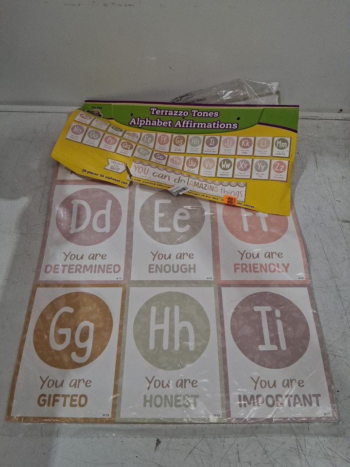 29PC Teacher Created Resources Terrazzo Tones Alphabet Affirmations Bulletin Board - multi-color (MODEL: TCR7202) image 2
